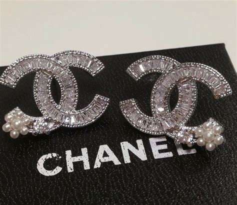 chanel black and white diamond earrings|real Chanel diamond earrings cc.